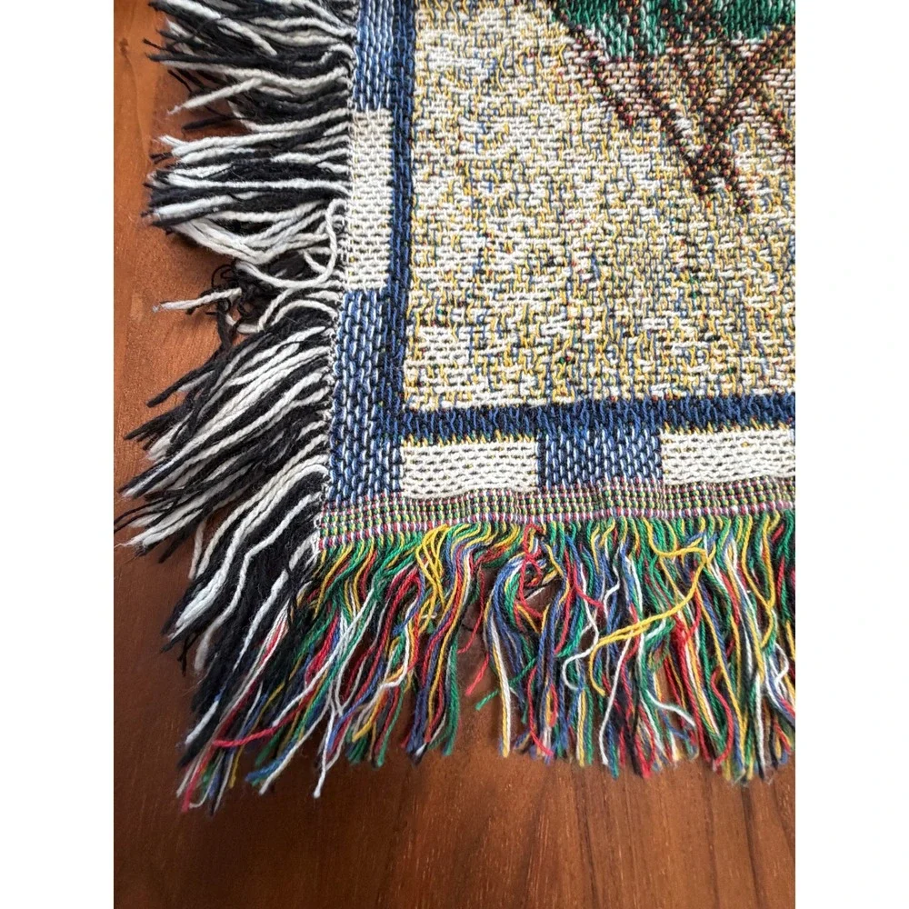 VTG Home Interiors Lighthouse Cotton Woven Throw Blanket Multicolor Nautical